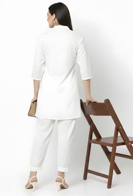 White embroidered rayon kurta set 2