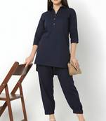 Navy embroidered rayon kurta set