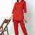 Red embroidered rayon kurta set