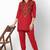 Red embroidered rayon kurta set
