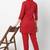 Red embroidered rayon kurta set