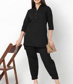 Black embroidered rayon kurta set