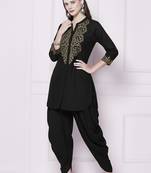 Black rayon kurta with dhoti pant
