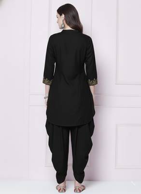 Black rayon kurta with dhoti pant 2
