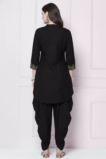 Black rayon kurta with dhoti pant