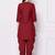 Red embroidered rayon kurta with dhoti pant