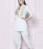 White plain rayon kurta with dhoti pant