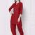 Red embroidered rayon kurta with dhoti pant