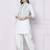 White embroidered rayon kurta with dhoti pant