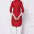 Red embroidered rayon kurta with dhoti pant
