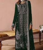 Green embroidered velvet pakistani salwar suit