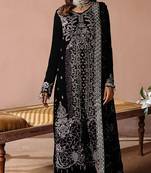Black embroidered velvet pakistani salwar suit