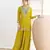 Yellow embroidered chinon palazzo style salwar suit
