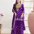 Purple embroidered chinon palazzo style salwar suit