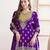 Purple embroidered chinon palazzo style salwar suit