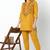 Yellow embroidered rayon kurta set