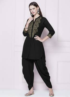 Black rayon kurta with dhoti pant 3