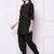 Black embroidered rayon kurta with dhoti pant
