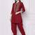 Red plain rayon kurta with dhoti pant