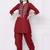 Red embroidered rayon kurta with dhoti pant