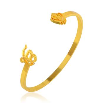 Stainless steel goldplated khanda ek omkar free size adjsutable unisex kada 1