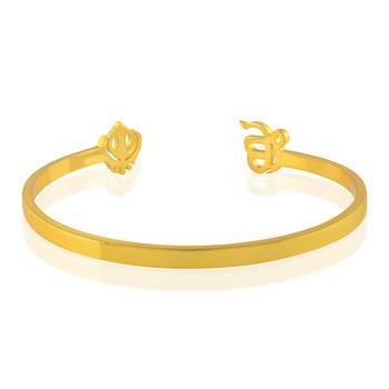 Stainless steel goldplated khanda ek omkar free size adjsutable unisex kada 3