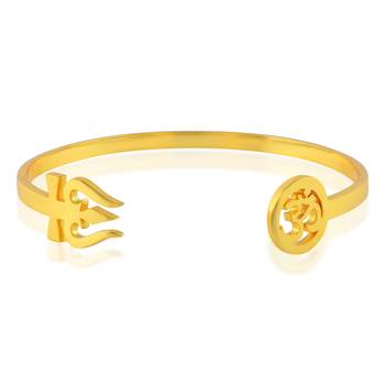 Stainless steel goldplated om and trishul free size adjsutable unisex kada 2