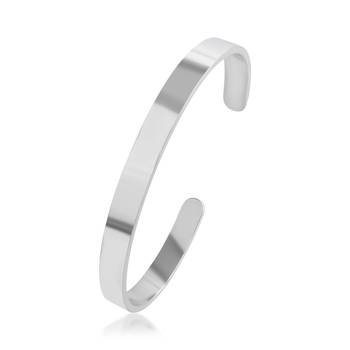 Stainless steel silver plated free size adjustable unisex kada 1