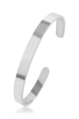 Stainless steel silver plated free size adjustable unisex kada