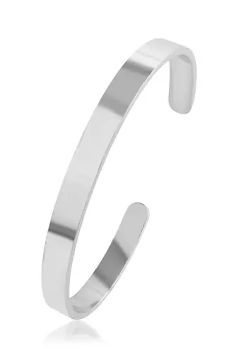 Stainless steel silver plated free size adjustable unisex kada