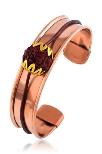 Pure copper rudraksha free size adjustable unisex kada