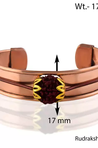 Pure copper rudraksha free size adjustable unisex kada