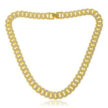 Pure brass imitation diamond men wedding engagement necklace 1