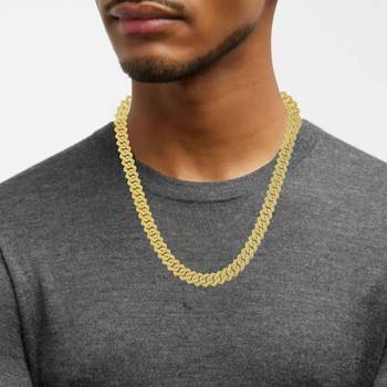 Pure brass imitation diamond men wedding engagement necklace 4