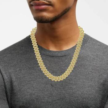 Pure brass imitation diamond men wedding engagement necklace 4