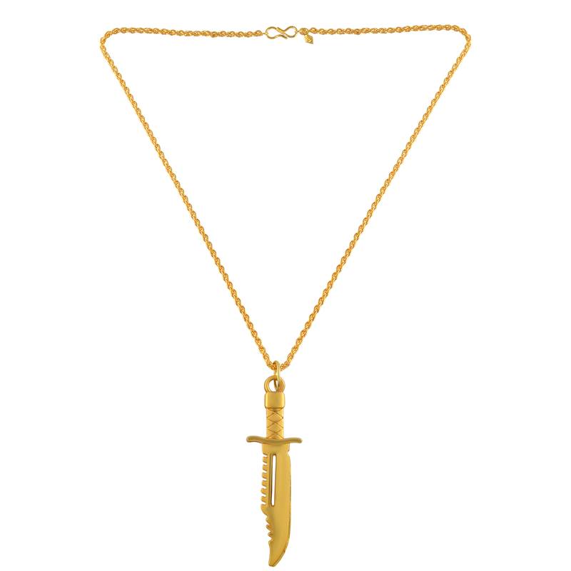 Brass gold miniature hunting knife design fashion jewellery pendant