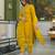 Women yellow viscose embroidered straight kurta trousers with dupatta