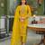 Women yellow viscose embroidered straight kurta trousers with dupatta