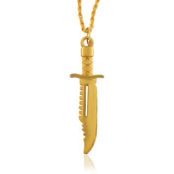 Brass gold miniature hunting knife design fashion jewellery pendant 3