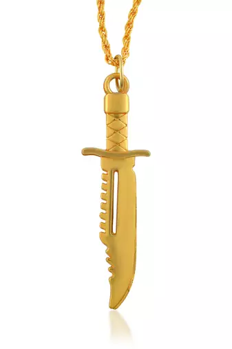 Brass gold miniature hunting knife design fashion jewellery pendant