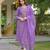Women purple viscose embroidered straight kurta trousers with dupatta