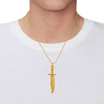 Brass gold miniature hunting knife design fashion jewellery pendant 4