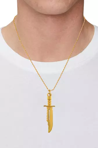 Brass gold miniature hunting knife design fashion jewellery pendant