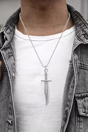 Stainless steel miniature hunting knife design fashion jewellery pendant