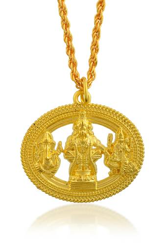 Brass gold plated ayappa murugan ganesh lakshmi trinity pendant