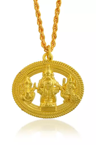Brass gold plated ayappa murugan ganesh lakshmi trinity pendant