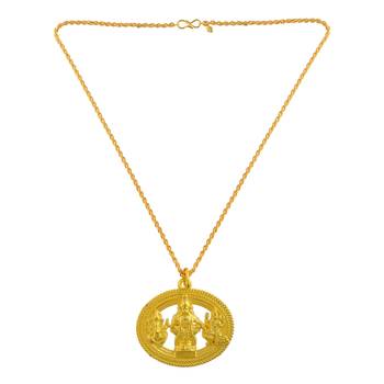 Brass gold plated ayappa murugan ganesh lakshmi trinity pendant 2