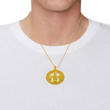 Brass gold plated ayappa murugan ganesh lakshmi trinity pendant 3