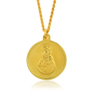 Brass gold christian mother mary with baby jesus reversible spiritual pendant 1
