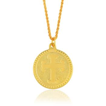 Brass gold christian mother mary with baby jesus reversible spiritual pendant 2